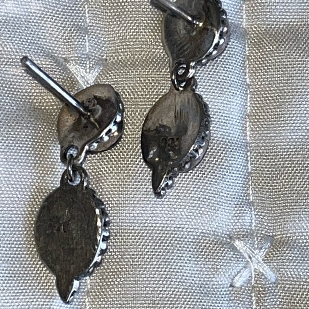Vintage Purple and 925 Silver Dangle Earrings - Picture 3 of 6